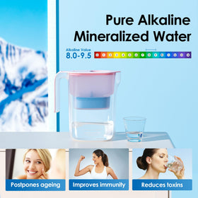 Waterdrop PT-05P-A alkaline pitcher with lid closed for compact fridge storage.