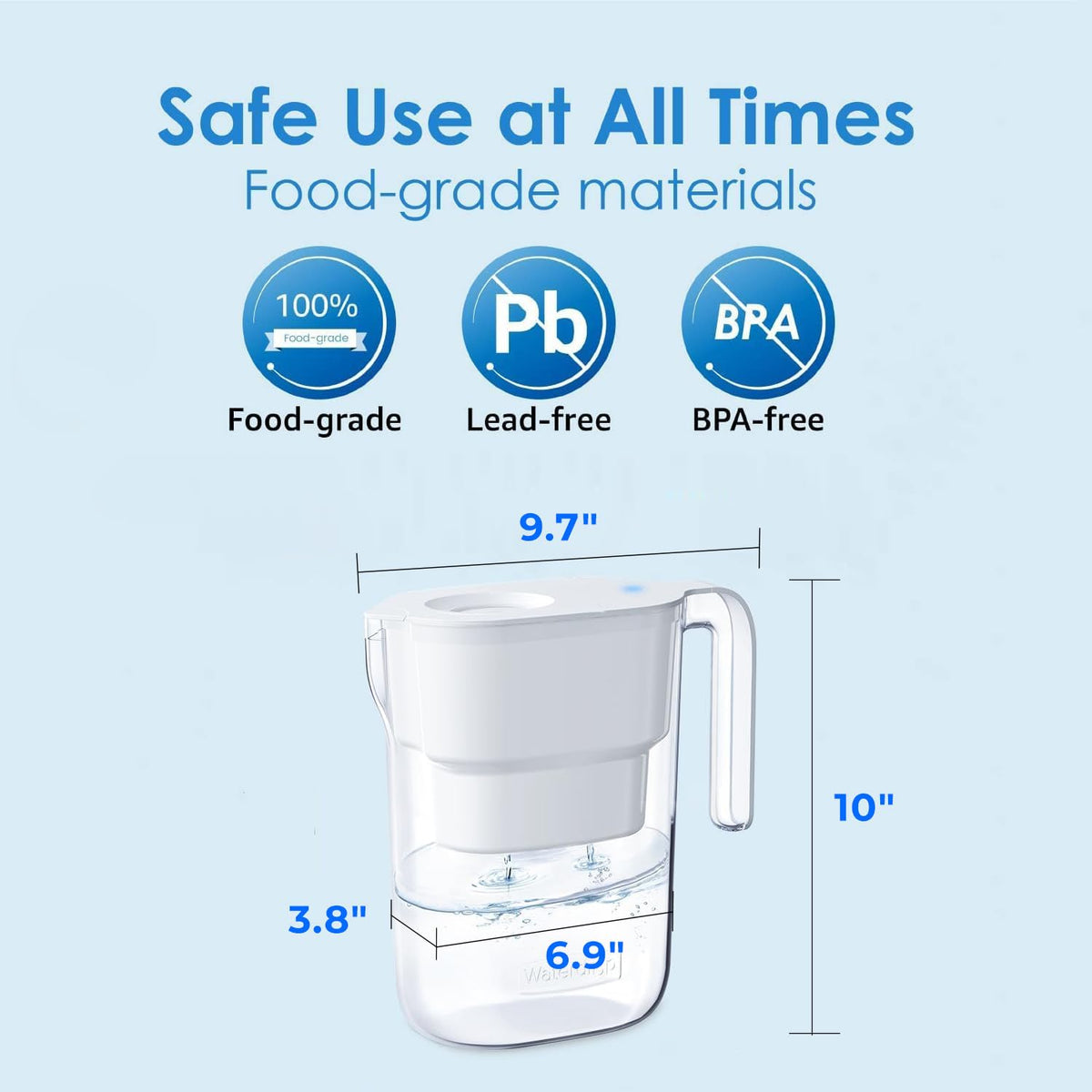 Waterdrop PT-05W 7-cup capacity mark for daily hydration planning