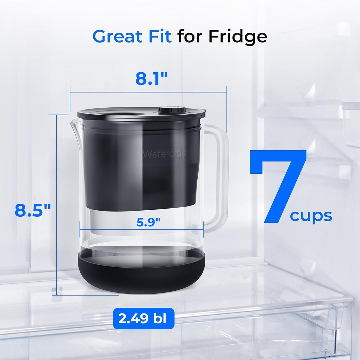 Waterdrop PT-72BL fast-fill flow-rate enables quick refills of water