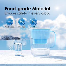 Label showing 100-gallon filter capacity on Waterdrop PT-07B-A pitcher