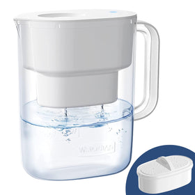 Waterdrop PT-07W pitcher front view showing compact kitchen-friendly design.