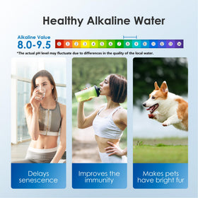 Waterdrop Slim alkaline dispenser inside a refrigerator saving counter space.