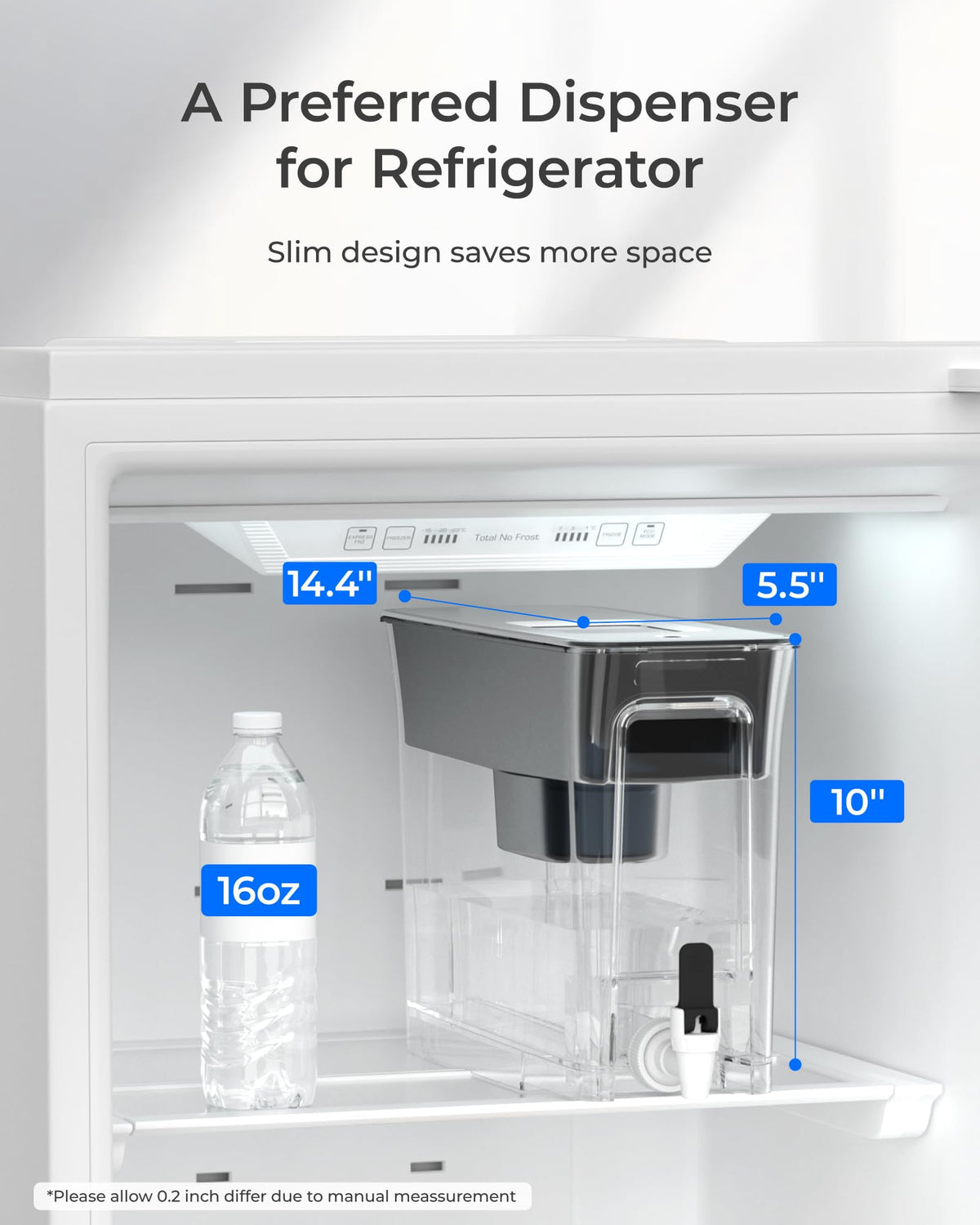 Waterdrop Slim alkaline dispenser top view highlighting easy-lift handle for filling.