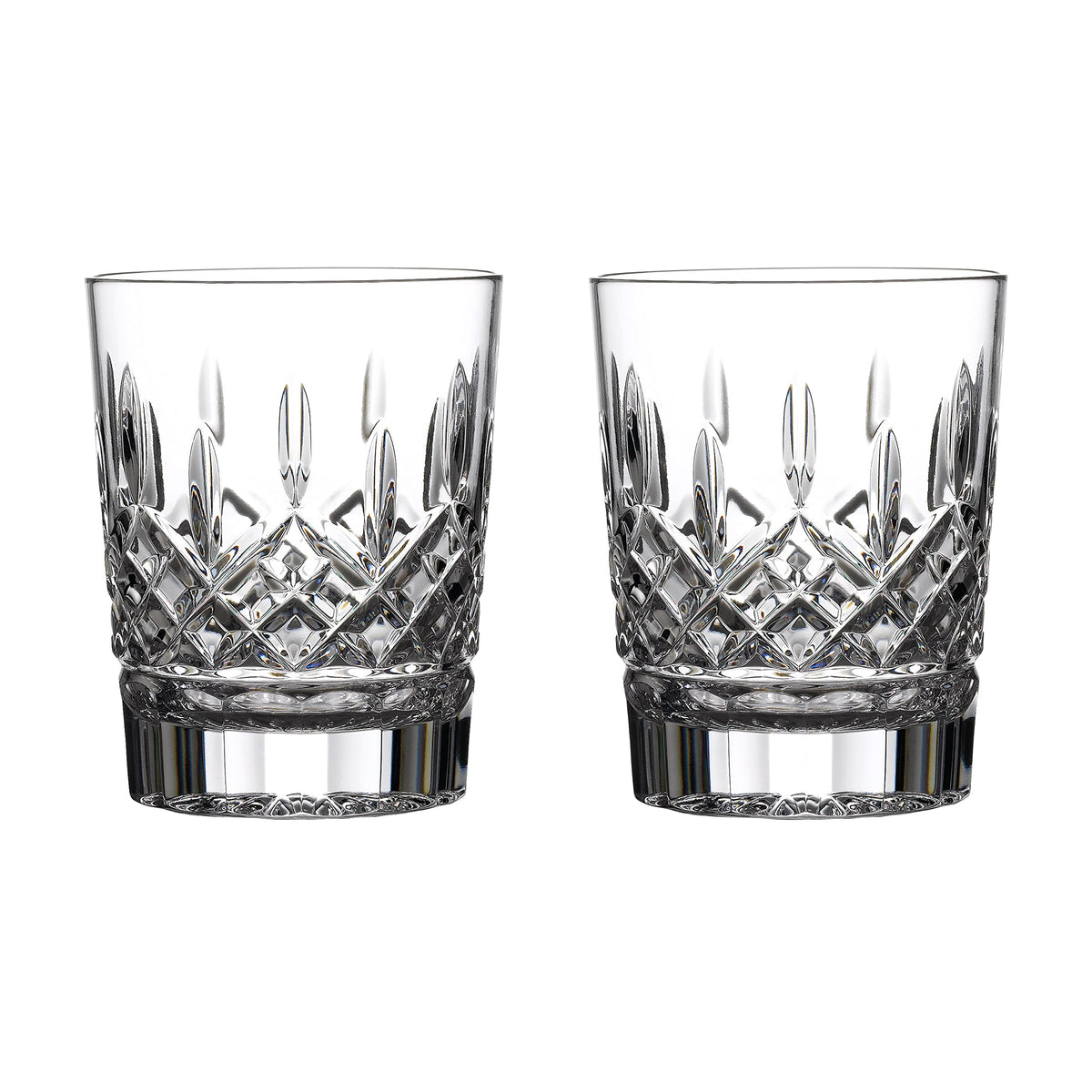 Waterford Lismore double old fashioned glass showcasing signature cuts, ideal for whiskey on the rocks