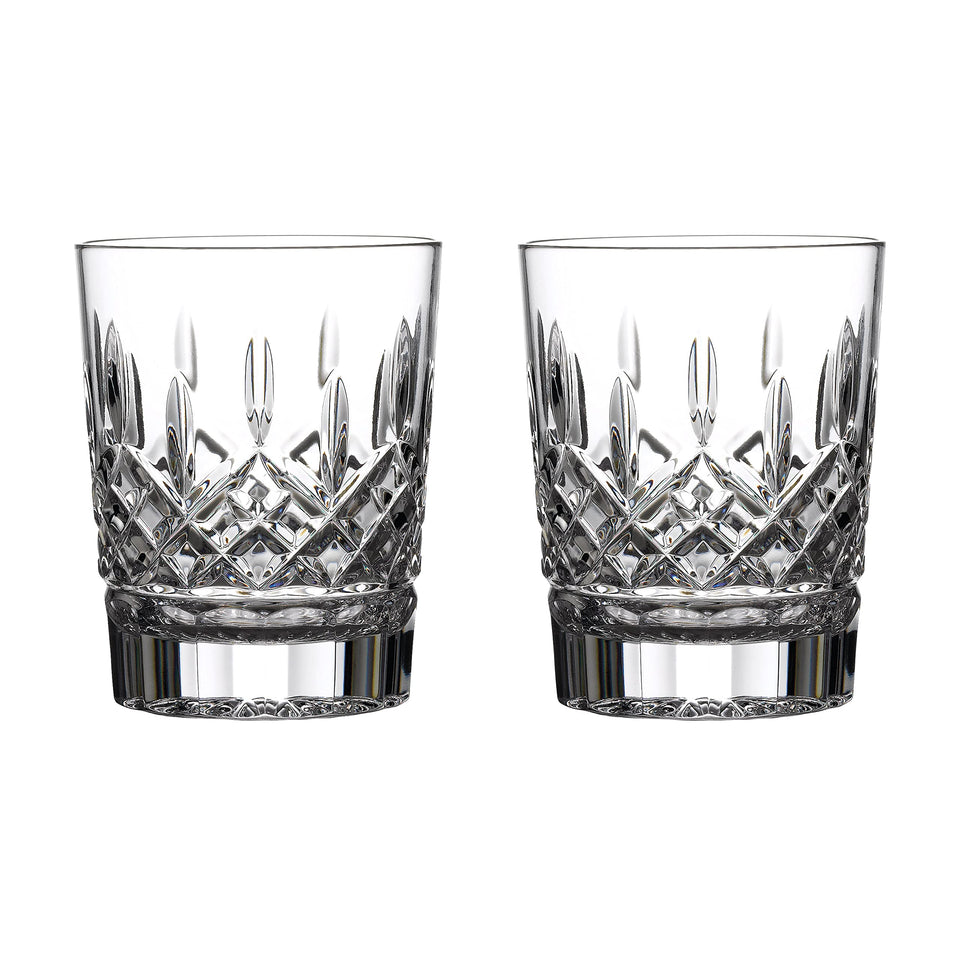 Waterford Lismore double old fashioned glass showcasing signature cuts, ideal for whiskey on the rocks