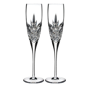 Waterford Love Forever Toasting Flutes pair, elegant crystal design for weddings and anniversaries.