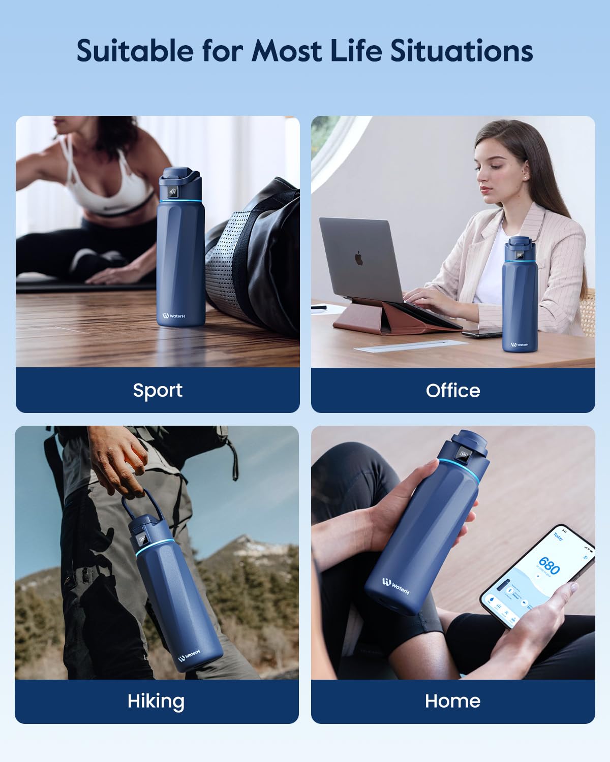 WaterH BOOST 32oz capacity reduces refills on busy days