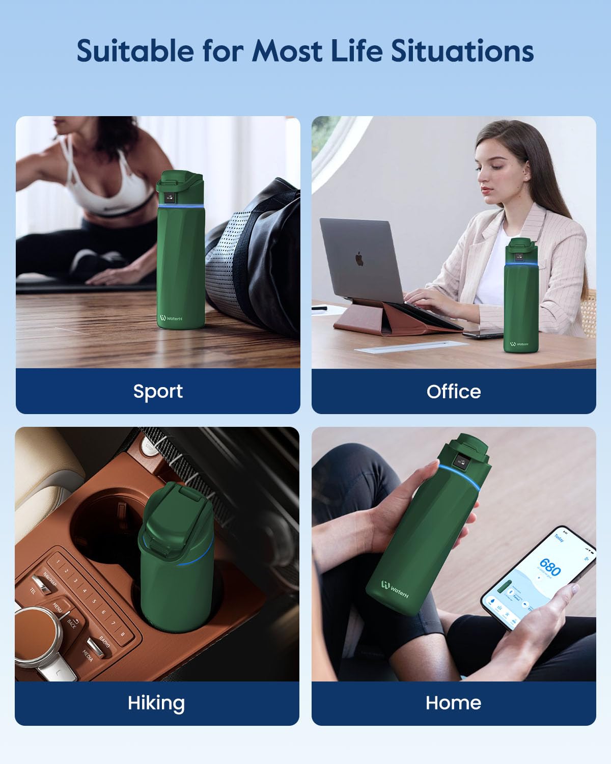 WaterH BOOST 180-degree cap handle enables easy portability.