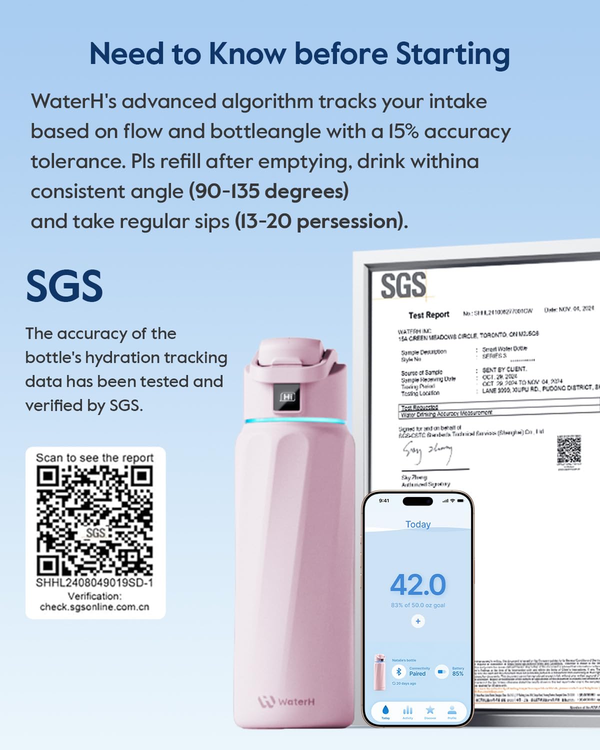 WaterH BOOST allows ice and fruit for refreshing drinks