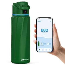 WATERH BOOST bottle with LED reminder display showing hydration progress.