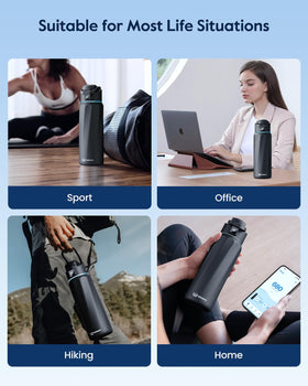 WaterH BOOST bottle LED display and reminders support mindful sipping