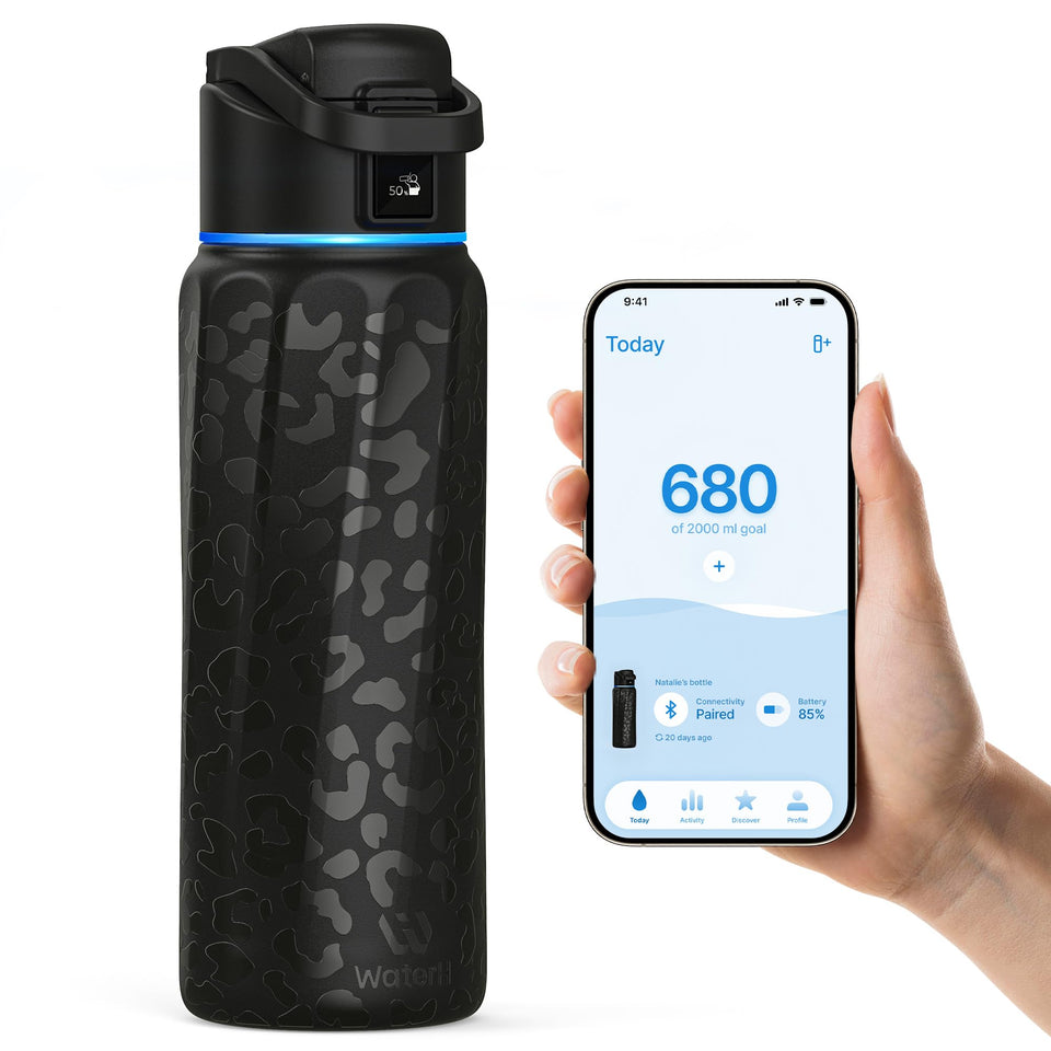 WaterH BOOST bottle lid with LED display for quick hydration status