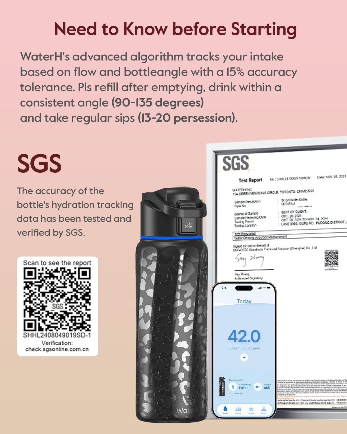 WaterH BOOST bottle reminders light and notifications aid hydration