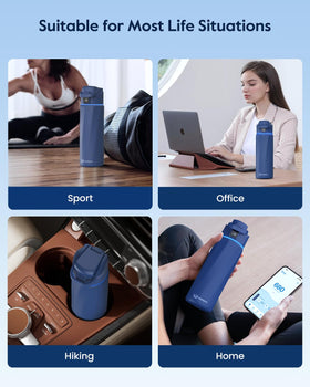 WaterH BOOST bottle rotating cap handle for easy transport.