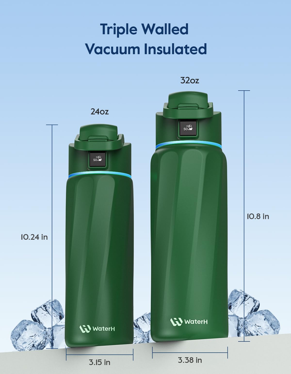 WaterH BOOST 24-ounce capacity fits cup holders for on-the-go hydration.