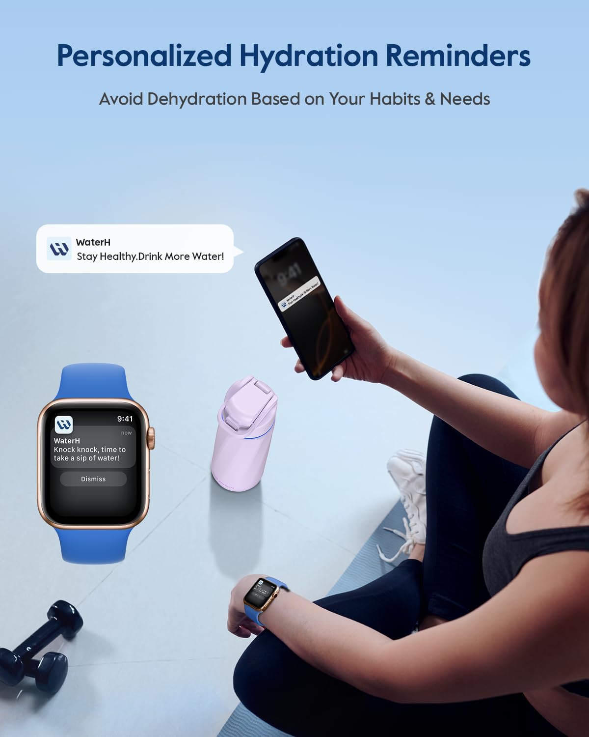 WaterH BOOST stainless steel body keeps drinks cooler or warmer longer.