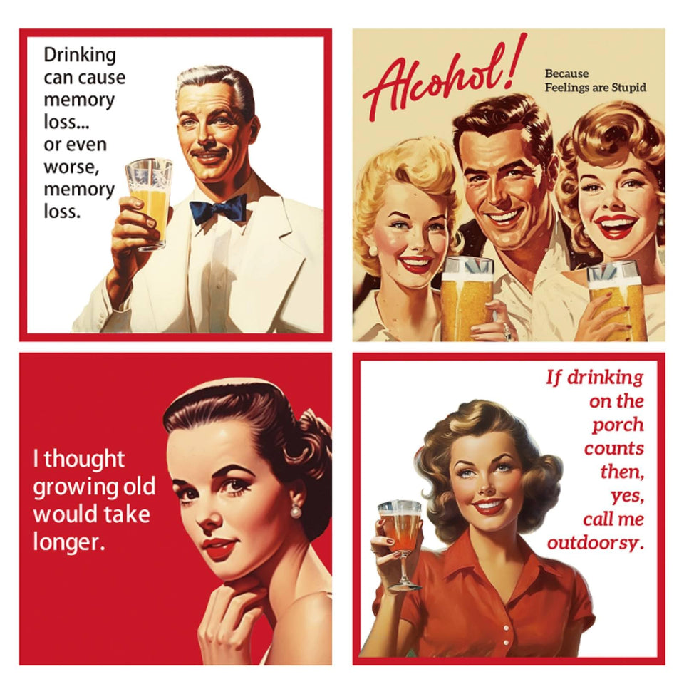 Watersay retro cocktail napkins with four designs elevate party tables.