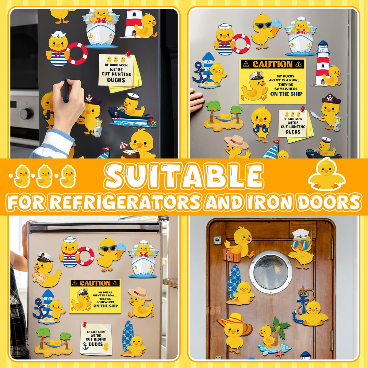 Watersay sunbathing-duck-door-magnet adds vibrant cabin ambiance on metal surface