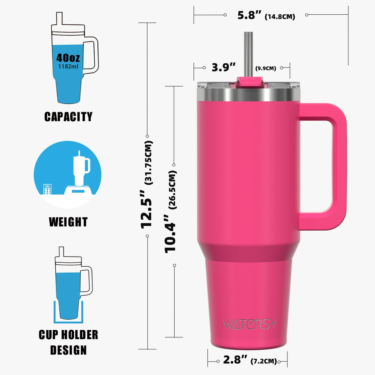 Watersy easy-clean wide-mouth design simplifies washing.