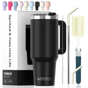 Watersy 40oz tumbler with handle, lid, and straw for easy on-the-go hydration.