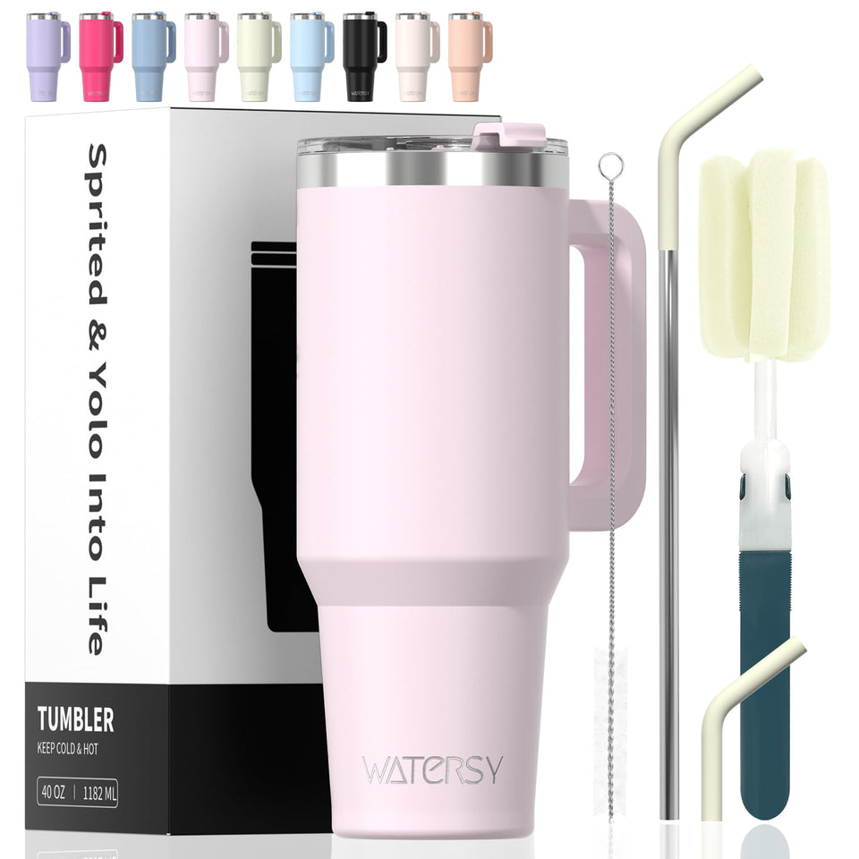 WATERSY 40oz tumbler with handle for easy on-the-go hydration.