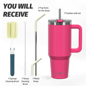 Watersy vacuum-insulated 40 oz tumbler keeps drinks cold for hours on the go.