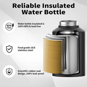WATERSY 64oz stainless steel bottle with copper lining preserves taste.