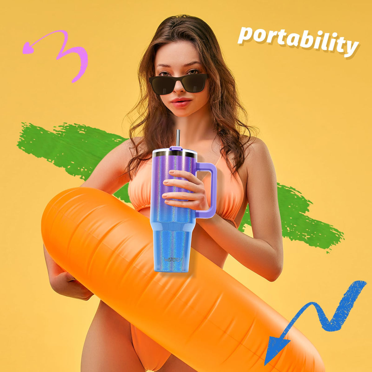 Watersy car cup-holder design fits in vehicles for effortless sipping.