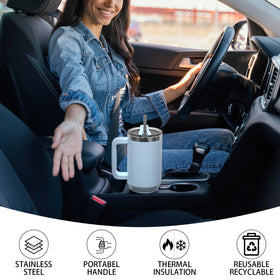 WATERSY 40oz tumbler fits car cup holders for easy travel in blue.