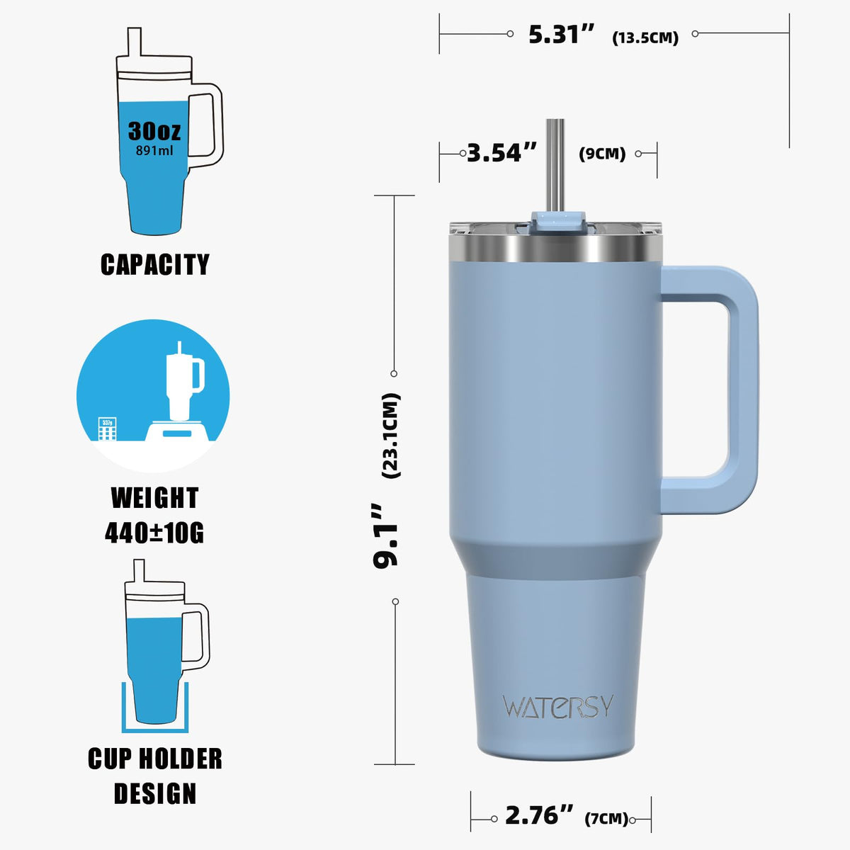 WATERSY ergonomic one-handle design enables easy carrying.