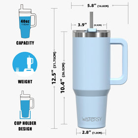 WATERSY large-capacity blue tumbler ideal for camping and road trips.