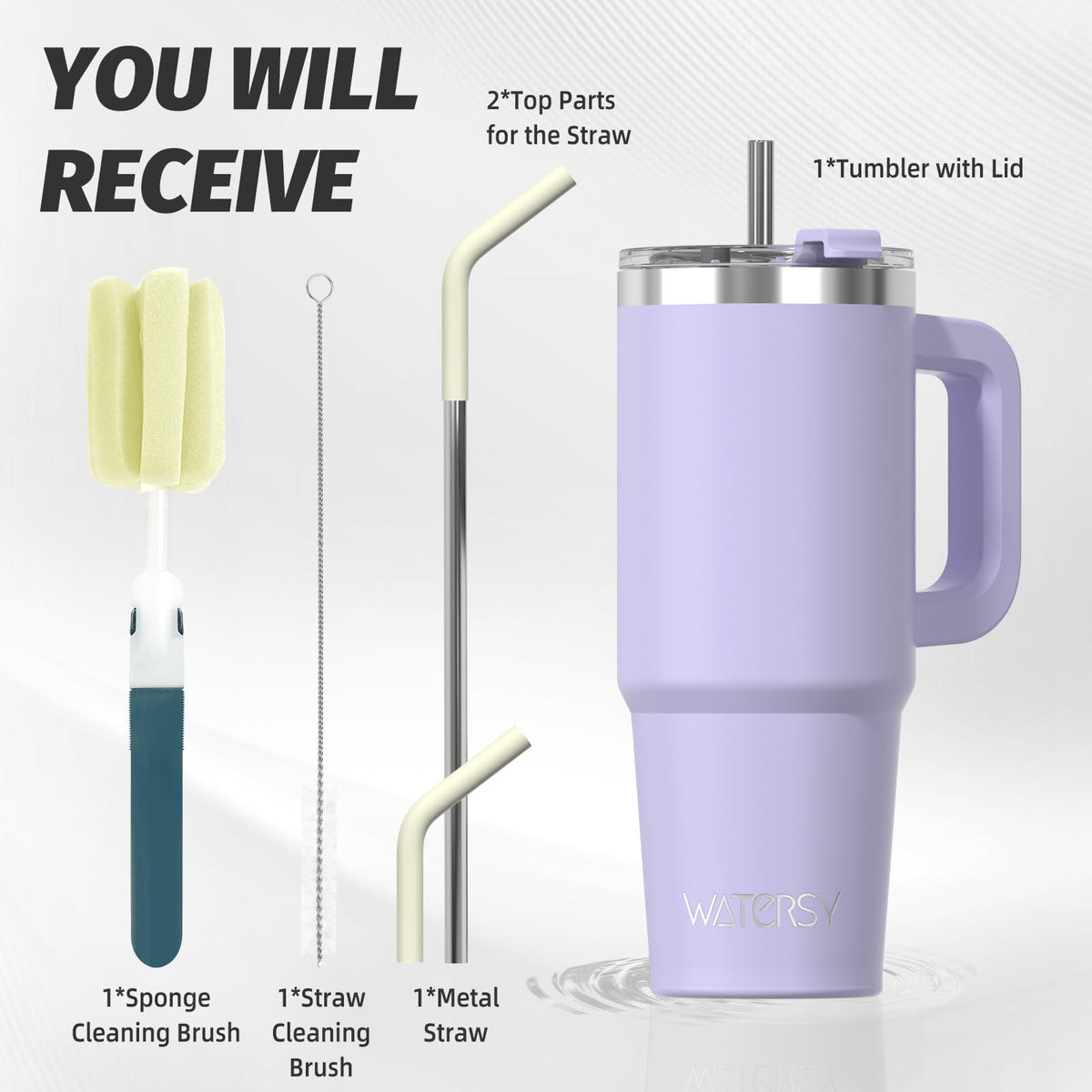 Watersy tumbler lid with straw in purple prevents spills while you sip
