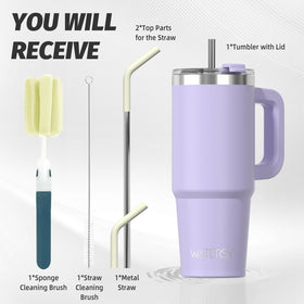 Watersy tumbler lid with straw in purple prevents spills while you sip