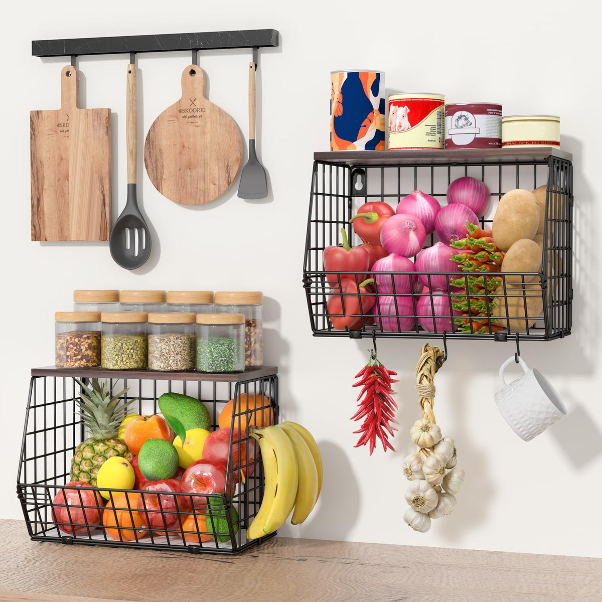 Wawocs four banana hooks keep bananas neatly organized and accessible.