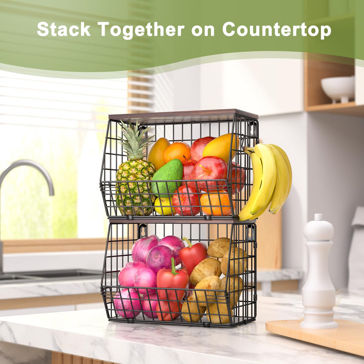 Wawocs multi-purpose storage for fruits, vegetables, jars, or snacks.