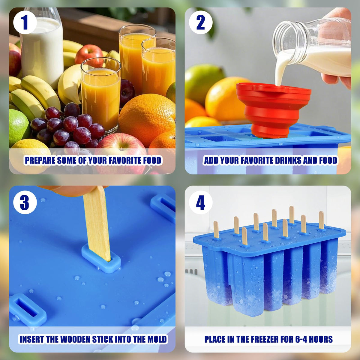 Waybesty multi-use mold for juice, yogurt, or fruit blends