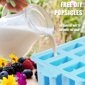Waybesty popsicle molds 12 cavities with large capacity for treats