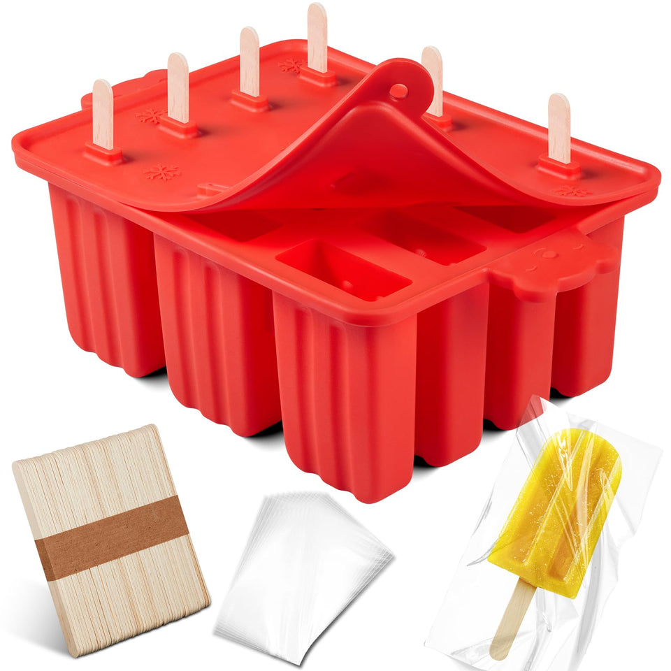 Waybesty 12-cavity red silicone popsicle mold for easy-release fruit pops