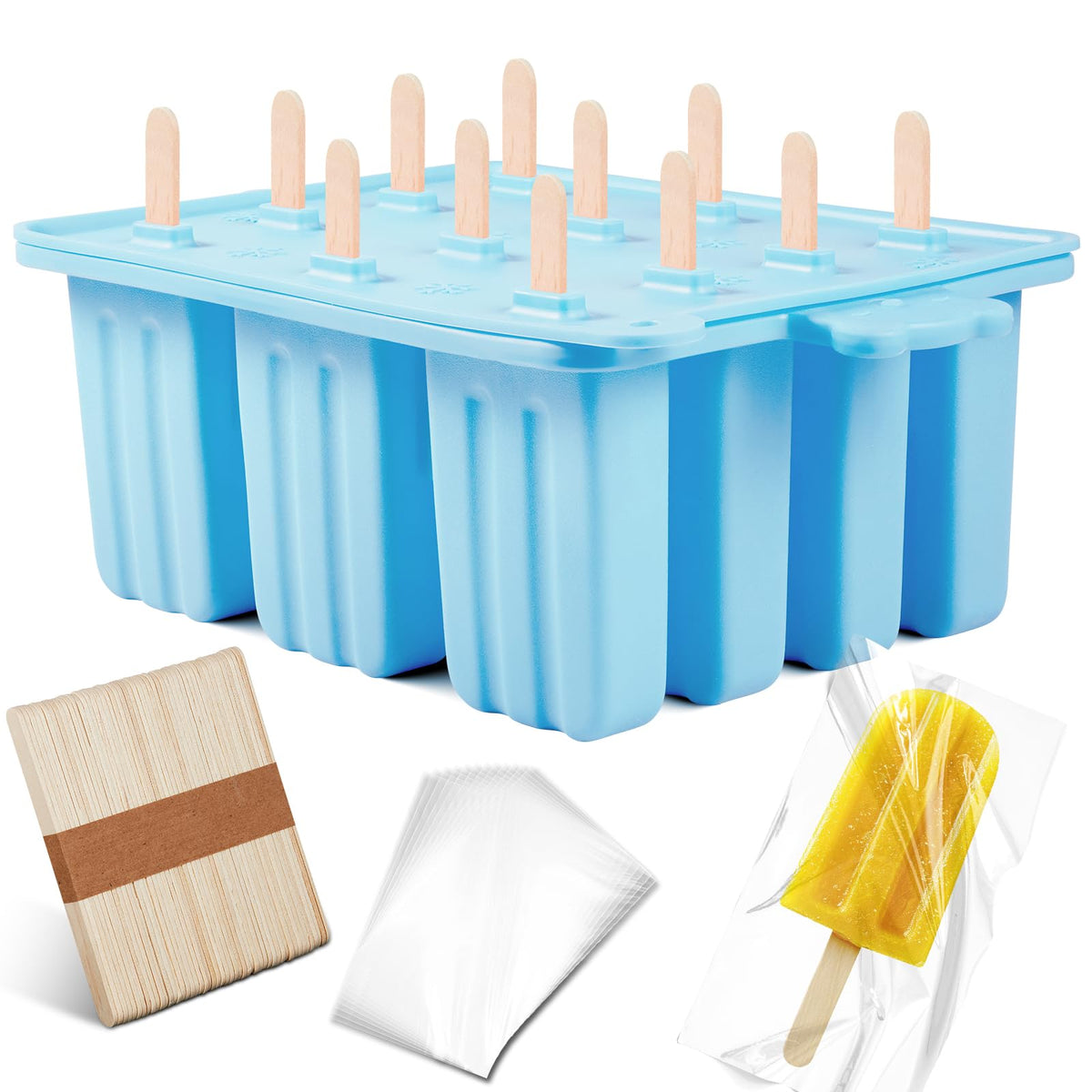 Waybesty popsicle molds reusable for fruit and juice blends