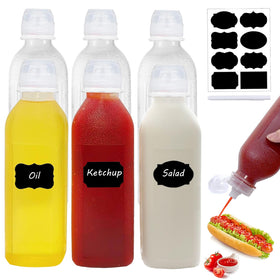 WAYDA squeeze bottles six-pack front view for organized sauce storage.