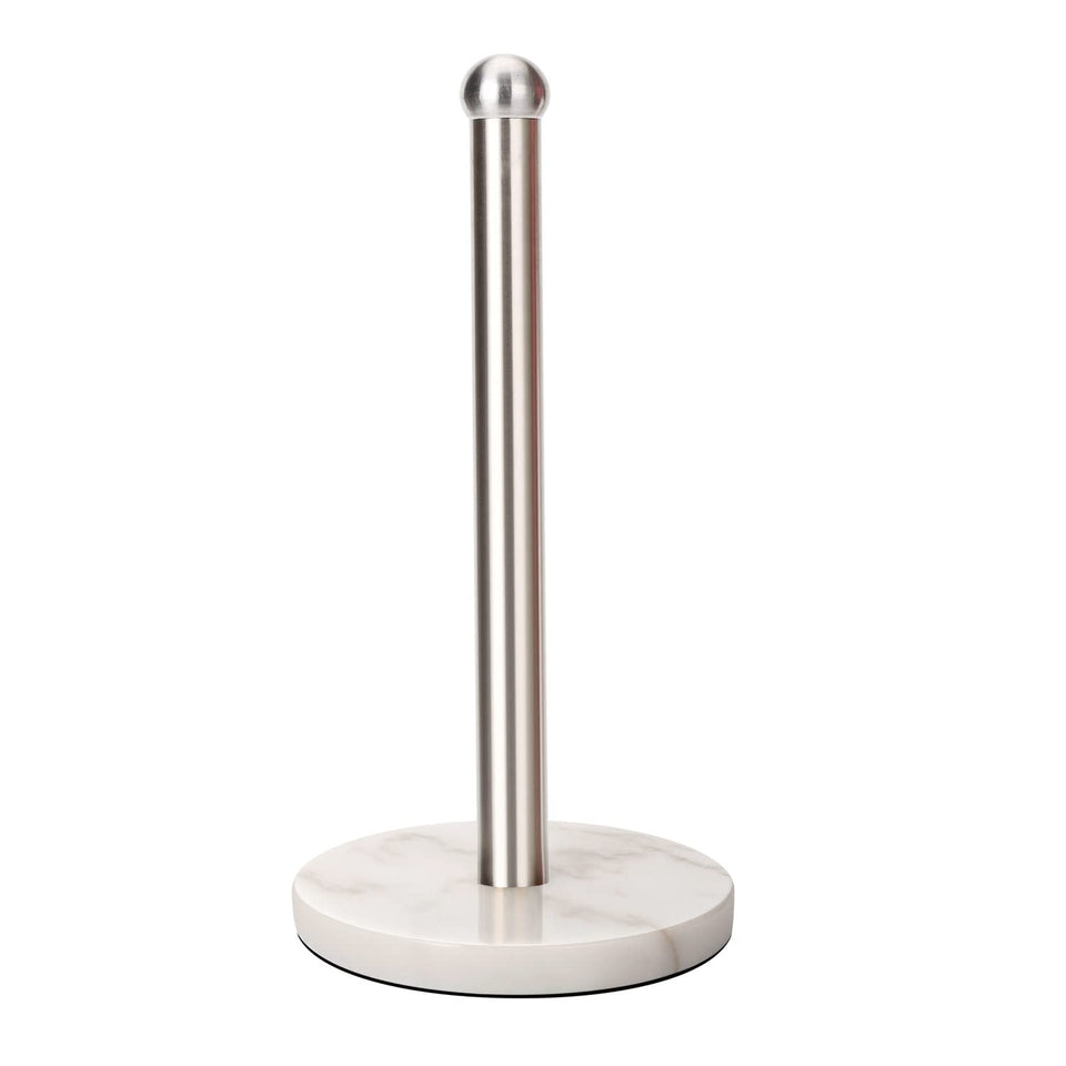 WAYDELI heavy-weighted marble base secures towel stand for one-handed use
