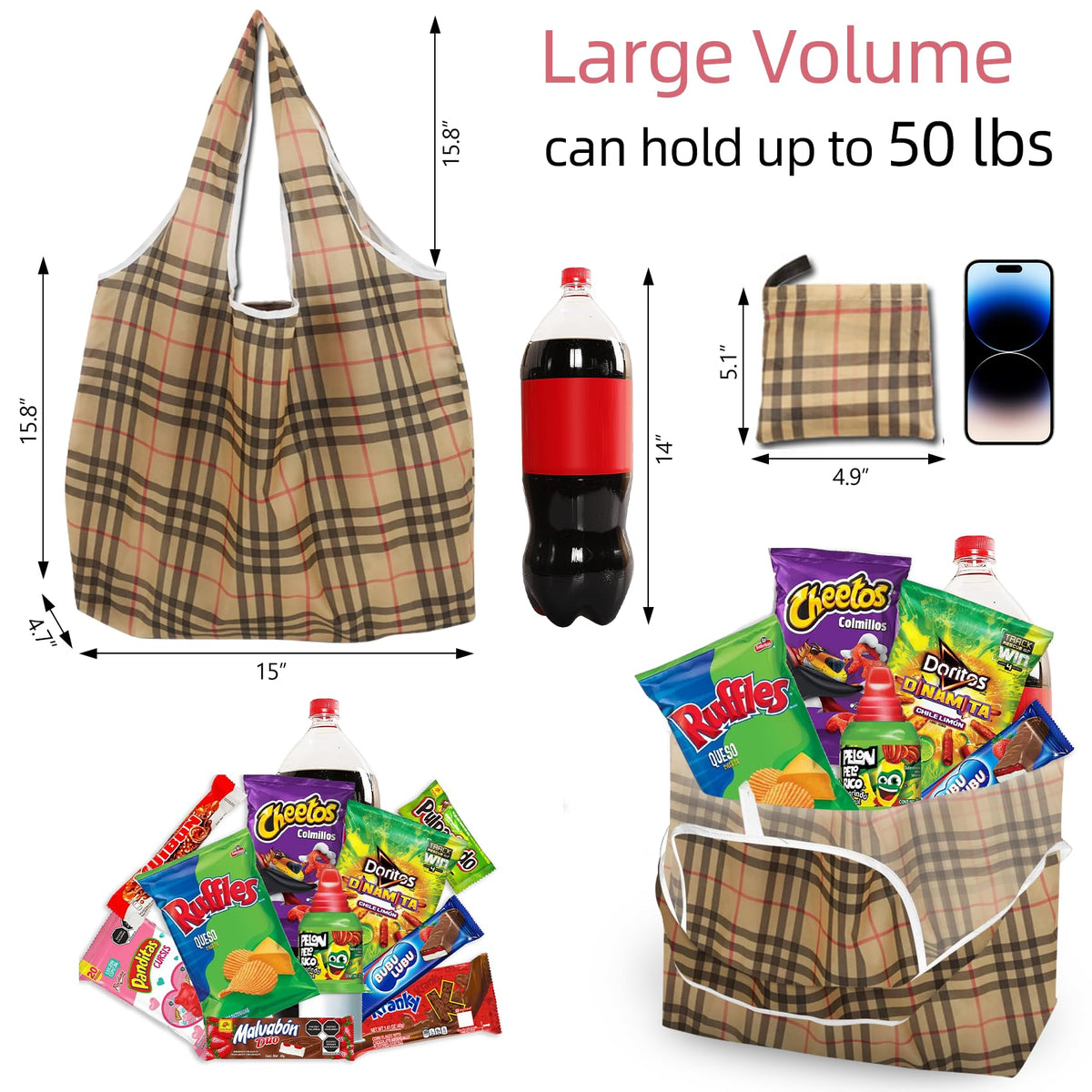 WAYRUIGD bags highlighting 50 lb capacity for heavy items