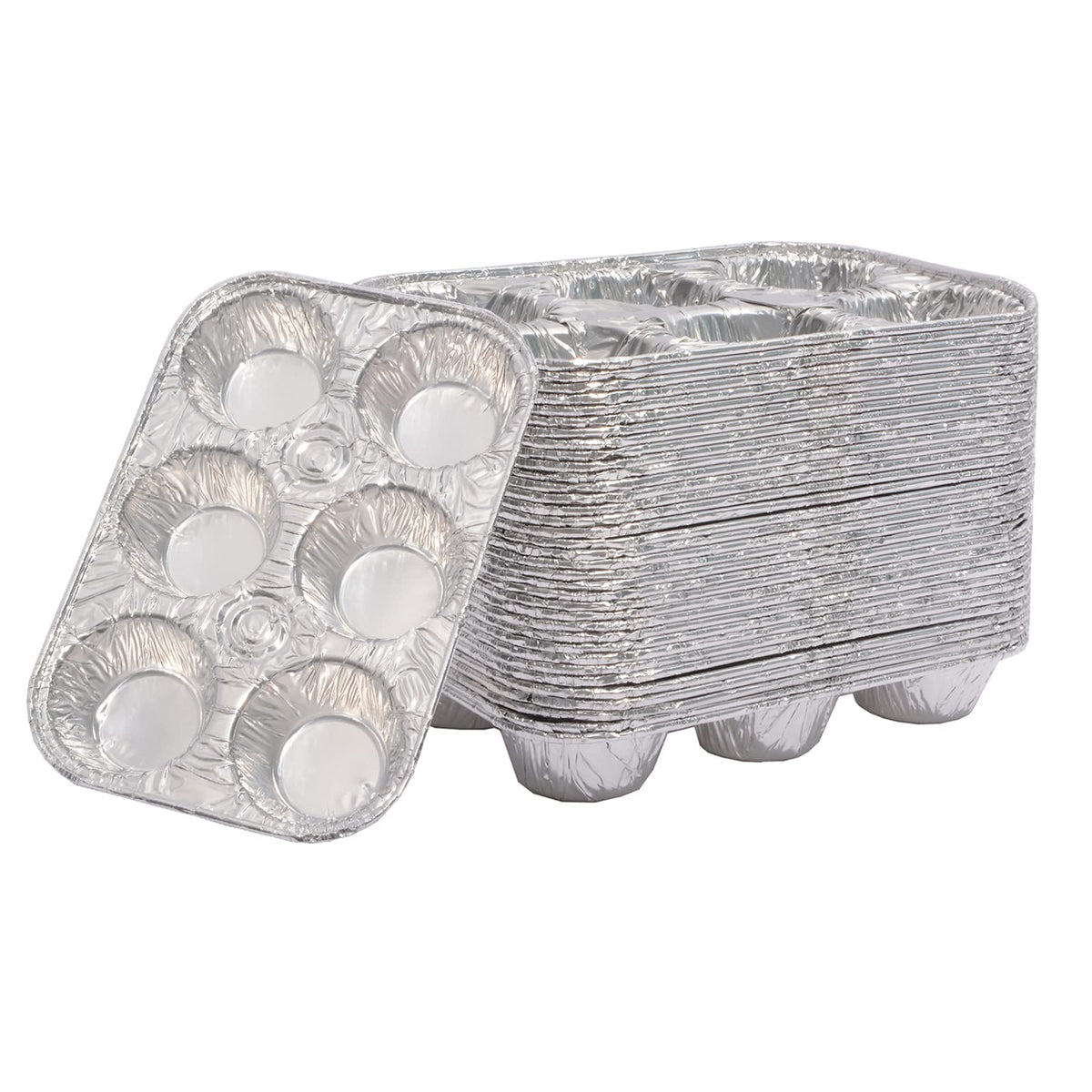 Waytiffer muffin pan 6-cup aluminum construction for sturdy batter support and even tops.