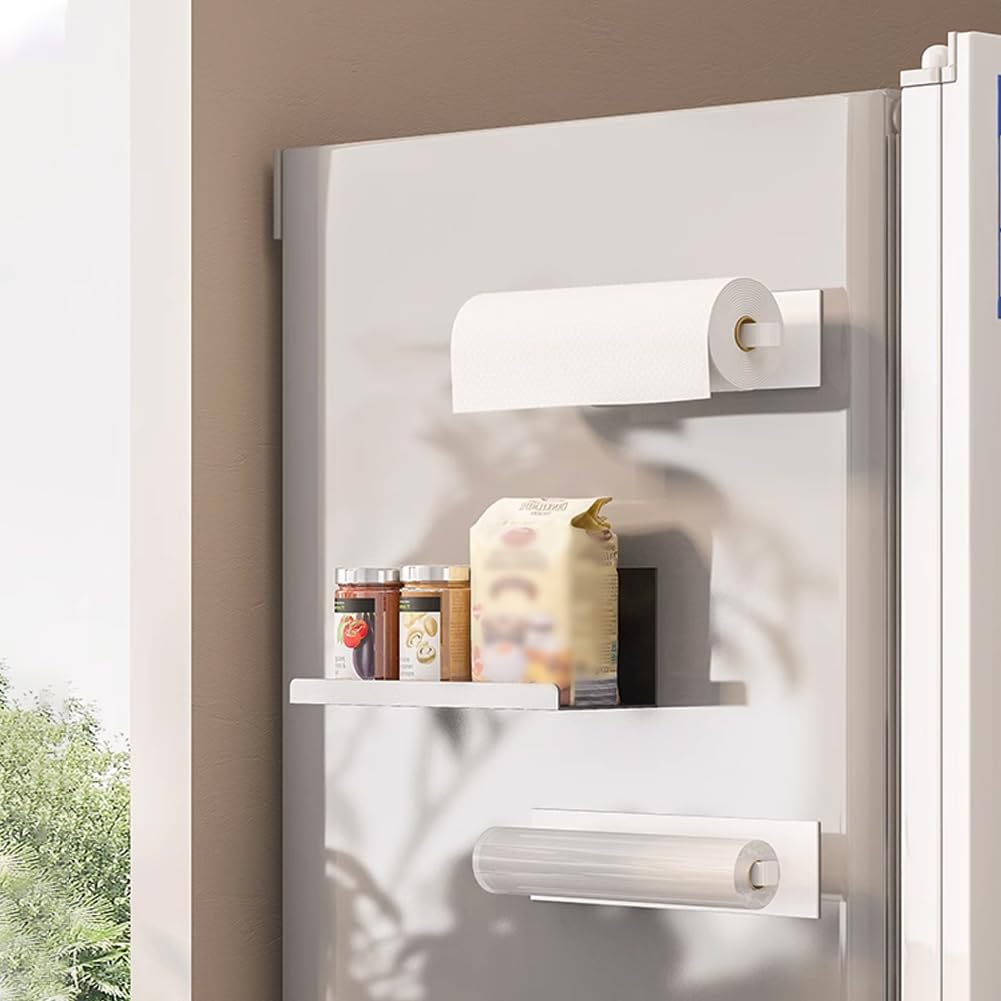 Wayuto magnetic fridge shelf on metal surface helps organize condiments and tools
