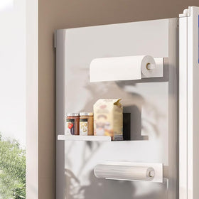 Wayuto magnetic fridge shelf on metal surface helps organize condiments and tools