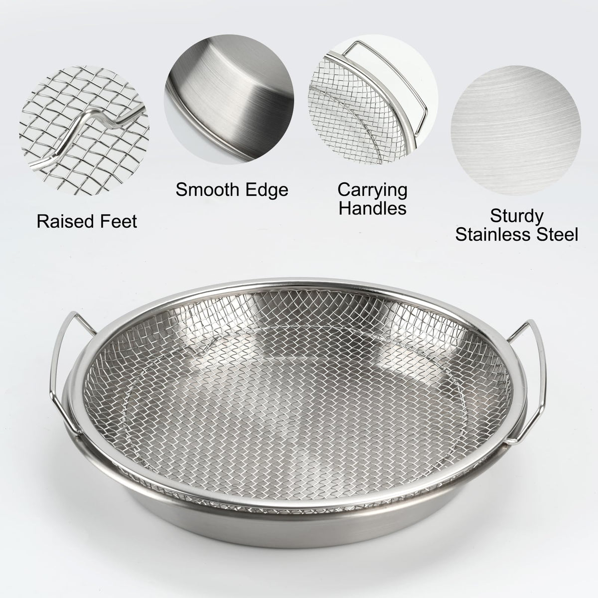 WBJKZJD draining basket designed to drain oil from fried foods.