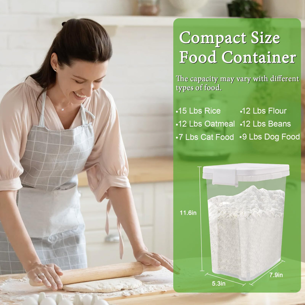 WBKTOOL Silicone seal lid for airtight dry food storage.