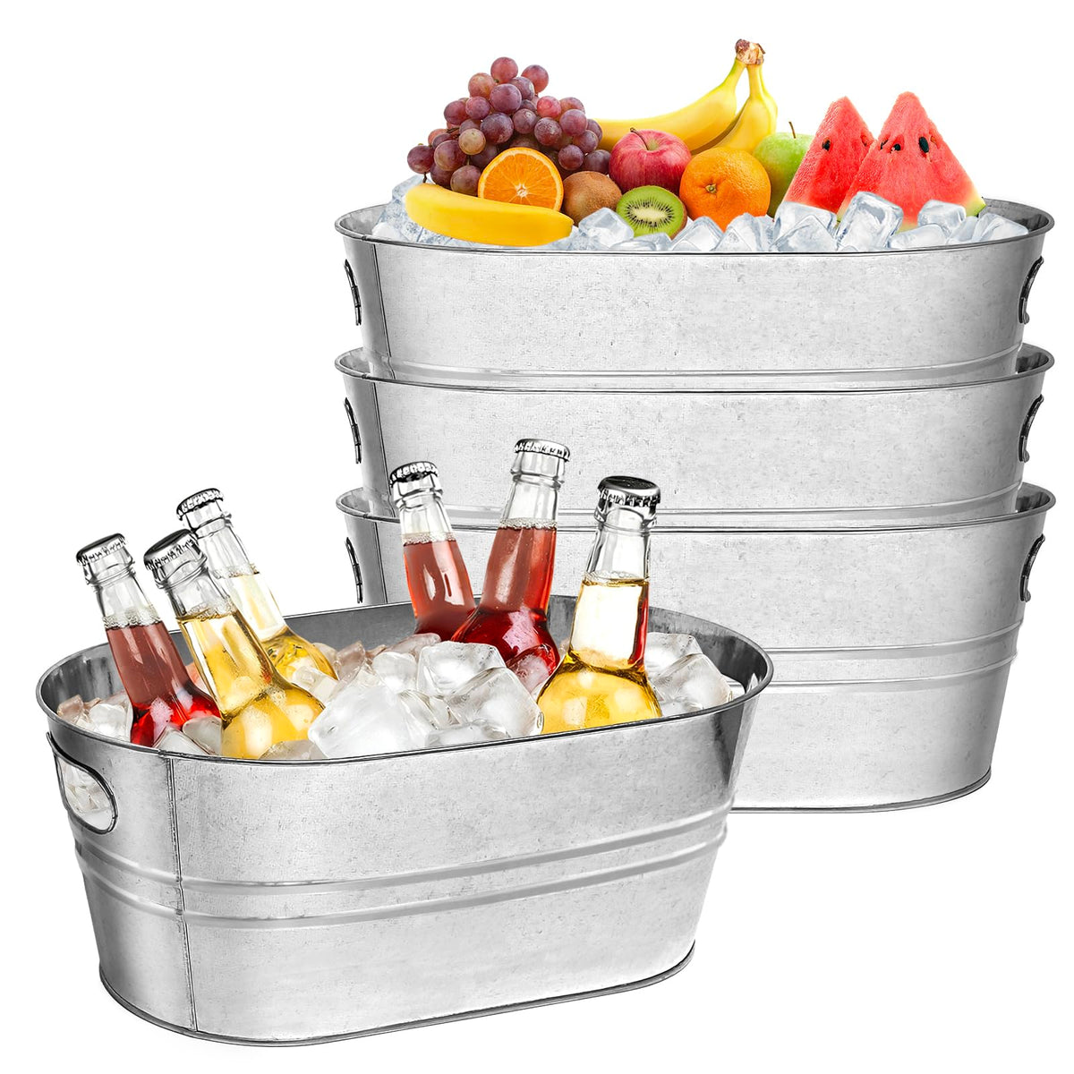WDBG 4-pack galvanized tub ice bucket for parties and bars