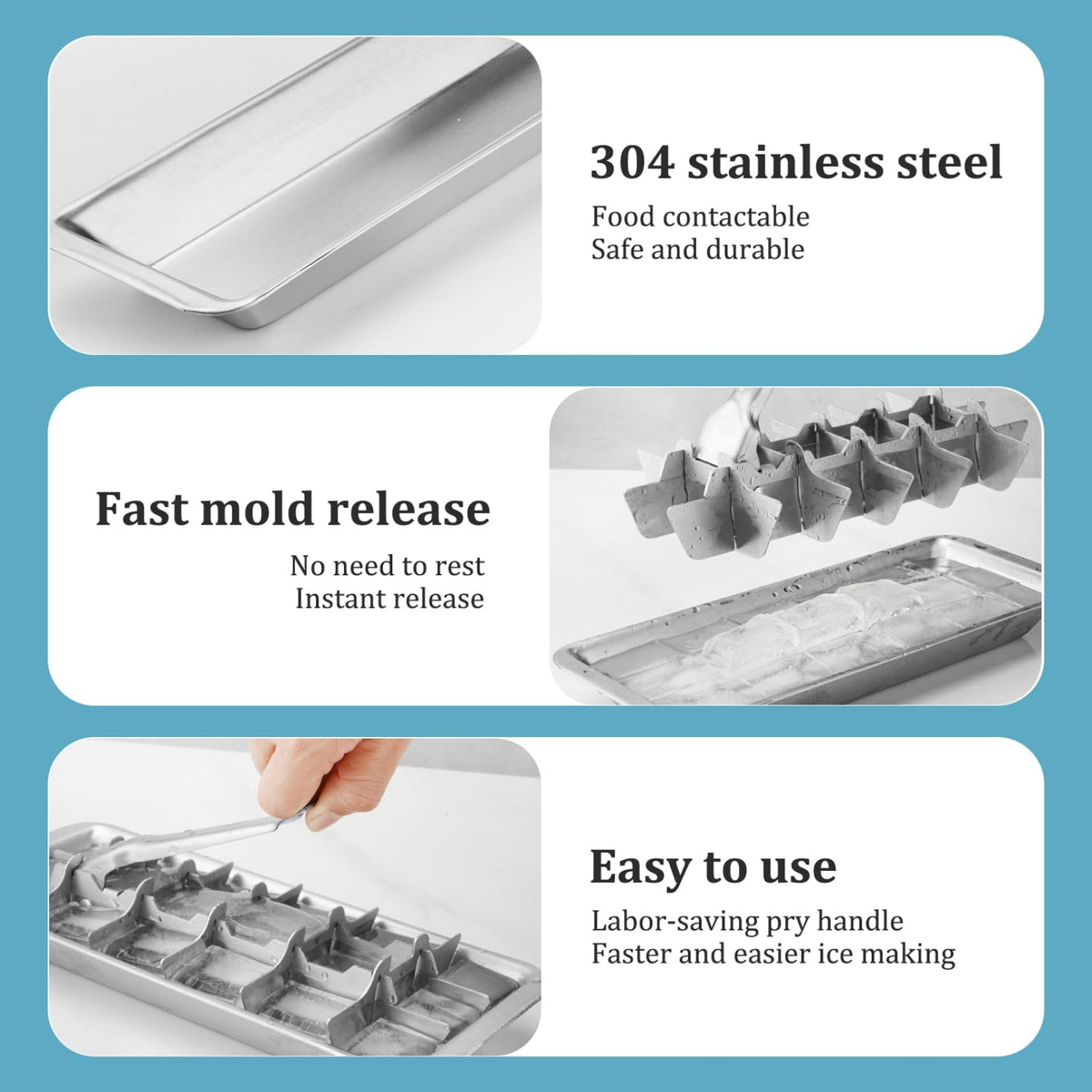 wdcfxy rust-resistant stainless steel ice tray for durable kitchen use.