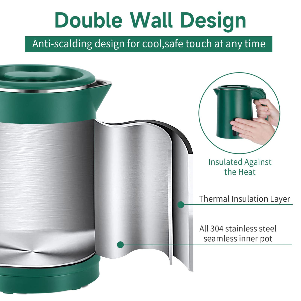 Wdcme safe-touch design features a double layer for cool handling.
